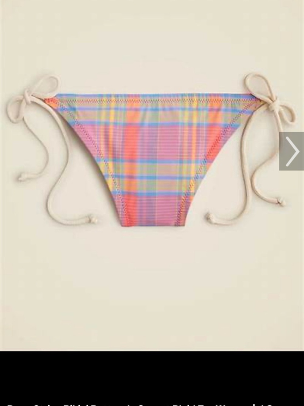J.Crew: Rope String Bikini Bottom In Sunset Plaid Size XL